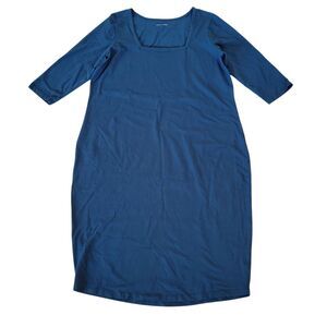 Universal Standard Cocoon Dress Midi Square Neck Stretch Poseidon Blue Size M 16